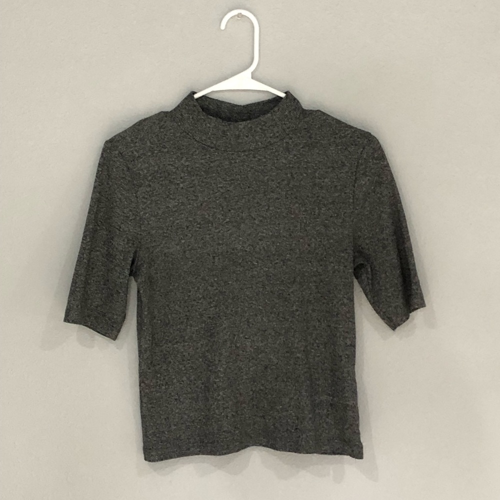 Grey Turtle Neck Crop Top